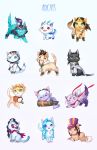  amber_eyes armor arrow ashe_(lol) blonde_hair blue_eyes blue_fur blue_hair braided_hair brown_clothing caitlyn_(lol) cape clothing domestic_cat draven_(lol) eyewear ezreal_(lol) felid feline felis feral fur fur_collar glasses grey_eyes hair hat headgear headwear helmet hoodie irelia_(lol) jacket jinx_(lol) justduet kalista_(lol) kog&#039;maw_(lol) league_of_legends lucian_(lol) mammal multicolored_fur one_eye_closed open_mouth purple_fur quiver red_clothing riot_games sivir_(lol) slit_pupils tan_fur tongue tongue_out topwear tristana_(lol) vayne_(lol) video_games whiskers white_clothing white_fur 