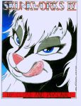  1997 absurd_res anthro bedroom_eyes black_fur blue_eyes comic cover english_text female fur hair half-closed_eyes hi_res james_m_hardiman licking licking_lips mammal mephitid natasha_(jmh) pink_nose seductive self_lick skunk solo text tongue tongue_out white_fur white_hair 