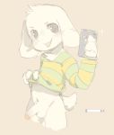  asriel_dreemurr balls bovid caprine clothing cub erection fur goat male mammal nekowuwu penis selfie simple_background solo undertale video_games white_fur young 