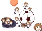  &gt;_&lt; /\/\/\ 6+girls :d artist_request ball balloon brown_hair chibi commentary flat_cap flying_sweatdrops folded_ponytail hair_ornament hairclip hat inazuma_(kantai_collection) kantai_collection lying minigirl multiple_girls multiple_persona nanodesu_(phrase) neckerchief o_o on_back open_mouth pleated_skirt school_uniform serafuku shoes skirt sleeping smile soccer_ball thighhighs zzz |_| 