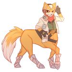  2018 5_fingers absurd_res alpha_channel belt bottomless canid canid_taur canine canine_taur cheek_tuft clothed clothing digital_media_(artwork) dipstick_tail eyebrows foulard fox fox_mccloud fox_taur fur gloves hair headgear headphones headset hi_res hooves inner_ear_fluff jacket looking_at_viewer mammal multicolored_fur multicolored_tail nintendo orange_fur rolled_up_sleeves shellsweet signature simple_background smile solo star_fox taur topwear transparent_background tuft two_tone_fur video_games walking white_fur white_hair 