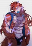  2016 abs absurd_res anthro black_nose blue_eyes canid canine canis clothing coyote hi_res littleblackalas male mammal muscular muscular_male pecs solo underwear 