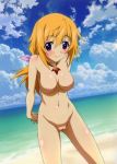  1girl blonde_hair charlotte_dunois infinite_stratos nipples nude purple_eyes pussy 