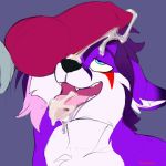  2018 ahaego animal_genitalia animal_penis anthro canid canine canine_penis close-up cock_worship cum cum_on_face cum_on_tongue drooling erection fox fur hair hi_res keishinkae knot male male/male mammal nude open_mouth penis purple_fur saliva simple_background sketch smile tek-fox tongue tongue_out 