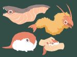  disembodied_hand food food_creature fur salmon shrimp_tempura simple_background sushi white_fur 