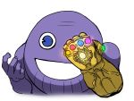  ambiguous_gender batibatizekkyou infinity_gauntlet purple_body smile solo thanos 感電器 