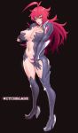  1girl amaha_masane areolae breasts full_body highres huge_breasts large_breasts long_hair looking_at_viewer mikoyan milf nipples parted_lips red_hair solo standing witchblade yellow_eyes 