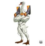  anatid anseriform anserinae anthro avian beak biceps bird crossed_arms goose long_neck machine male muscular pecs quads robot robot_reveal scutes simple_background taku white_background 