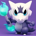  1:1 1_toe 2_fingers 3d_(artwork) alolan_marowak ambiguous_gender anthro bone digital_media_(artwork) fire henry_vargas hi_res nintendo pok&eacute;mon pok&eacute;mon_(species) purple_background purple_skin regional_variant simple_background skull solo teal_eyes video_games 