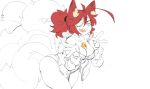  animal_ears breasts cleavage double_v eyepatch fox_ears nine_tails red_hair senatorwong sketch tail thighs v 