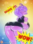  2019 alien animated antennae_(anatomy) big_breasts big_butt bouncing_breasts breasts butt clothed clothing eqamrd female goo_creature goo_humanoid humanoid law_of_love not_furry patreon reaper3d simple_background slime solo thick_thighs twerking under_boob xi_(law_of_love) 