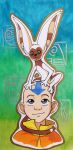  2019 aang absurd_res avatar:_the_last_airbender bald carrying fur hi_res human icelectricspyro mammal momo_(avatar) nickelodeon on_head primate smile traditional_media_(artwork) white_fur winged_lemur 