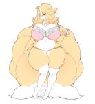  anthro big_breasts bra breasts canid canine cherrikissu cleavage clothed clothing female fox huge_breasts huge_thighs mammal multi_tail overweight panties thick_thighs underwear wide_hips 