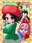  3boys 3girls adeleine animated black_eyes black_hair blue_eyes glasses king_dedede kirby kirby_(series) multiple_boys multiple_girls nintendo pink_hair ribbon_(kirby) ripple_star_queen waddle_dee 