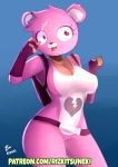  &lt;/3 backpack belt big_breasts breasts clothing cuddle_team_leader dark_skin eyelashes female fortnite fur gloves human mammal pink_eyes rizkitsuneki signature solo thick_thighs ursid video_games 