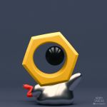  1:1 1_eye 3d_(artwork) ambiguous_gender animate_inanimate black_eyes digital_media_(artwork) front_view full-length_portrait grey_background henry_vargas hi_res legendary_pok&eacute;mon meltan nintendo not_furry pok&eacute;mon pok&eacute;mon_(species) portrait simple_background solo video_games 