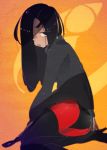  1girl ass black_hair boots disney female hair_over_one_eye half-closed_eyes kuroi_moyamoya long_hair solo the_incredibles thigh_boots thighhighs violet_parr 