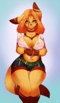  anthro breasts clothed clothing female hi_res looking_at_viewer macropod mammal marsupial nipple_outline smile solo spirale spirale_(character) standing wide_hips 