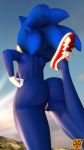  2019 3d_(artwork) anthro clothing crossgender digital_media_(artwork) eulipotyphlan female footwear hedgehog hi_res mammal pussy sfrogue shoes solo sonic_(series) sonic_movie sonic_the_hedgehog standing stretching 