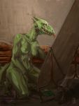  anthro blindwatchman breasts bwatcharts digital_media_(artwork) female hi_res lizard mirror nude reptile scalie simple_background solo 