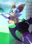  absurd_res big_breasts bluechika breasts chiropteran clothing female gloves hi_res looking_at_viewer mammal master_emerald nipple_slip nipples rouge_the_bat smile solo sonic_(series) wings 