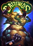  absurd_res action_pose amphibian angry anthro battletoads belt biceps brown_skin clothing eyewear fist frog gloves green_skin heewonlee hi_res male muscular muscular_male pecs pimple_(battletoads) pose raised_arm rareware rash_(battletoads) sunglasses toad_(frog) triceps veiny_muscles video_games yellow_skin zitz_(battletoads) 