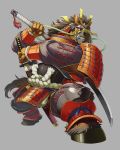  anthro armor brown_fur bulge clothed clothing equid equine fundoshi fur gamma-g grey_background hi_res horse japanese_clothing katana male mammal melee_weapon muscular muscular_male red_eyes samurai_armor simple_background solo sword underwear weapon 