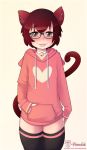  animal_humanoid blush clothed clothing eyewear fan_character glasses hi_res hoodie hoodie_(artist) humanoid leggings legwear sweater topwear 