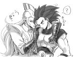  2boys dragon_ball dragon_ball_legends gladiator_helmet gloves long_hair male_focus multiple_boys pointy_ears shallot_(dragon_ball) spiky_hair zahha 