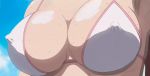  1girl bikini breasts close-up erect_nipples erect_nipples_under_clothes head_out_of_frame highres in&#039;youchuu in&#039;youchuu_shoku large_breasts solo stitched sweat swimsuit third-party_edit white_bikini white_swimsuit 