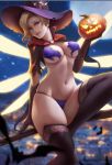  bra cleavage halloween mercy_(overwatch) overwatch pantsu tagme thighhighs wings witch 