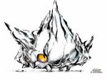  bergmite black_eyes creatures_(company) full_body game_freak gen_6_pokemon ice japanese_text looking_back nintendo no_humans pokemon pokemon_(creature) simple_background solo sunaxet translation_request watermark white_background yellow_sclera 