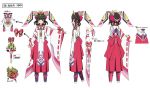  1girl alternate_hairstyle bangs bare_shoulders black_hair blunt_bangs bow commentary_request detached_sleeves from_behind full_body hair_ornament hair_rings japanese_clothes kimono looking_at_viewer nontraditional_miko official_art pink_bow profile purple_eyes senki_zesshou_symphogear senki_zesshou_symphogear_xd_unlimited simple_background solo standing translation_request tsukuyomi_shirabe weapon white_background wide_sleeves x_hair_ornament 