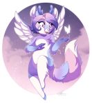  2019 anthro d_vixie dennyvixen digital_media_(artwork) feathered_wings feathers female horn hybrid mammal smile solo wings 