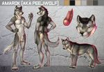  amarok_(tehpeej) animal_genitalia anthro balls butt canid canine canis erection feral fur grey_fur male mammal model_sheet penis sheath solo standing vallhund wolf 