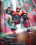  ball_and_chain cardfight!!_vanguard clenched_hand company_name dai-xt mecha motion_blur official_art reflection robot spiked_ball standing standing_on_liquid 