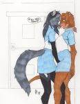  absurd_res bisexual bottomwear canid canine canis clothing dreadwolfclaw1990 emily_attwater female female/female fingering hi_res lutrine male mammal mustelid school school_girls school_uniform schoolgirls skirt sybil_mccready uniform wolf 