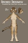  anthro arvie_dreadmaw_(character) breasts cheetah digital_media_(artwork) digitigrade dungeons_and_dragons english_text fek felid feline female fur invalid_tag mammal model_sheet nipples nude pawpads paws pussy simple_background solo standing tabaxi text toes 