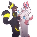  1:1 2019 alpha_channel anthro anthro_on_anthro balls balls_touching big_penis blue_eyes blush bow comparison digital_media_(artwork) eeveelution frottage fur hi_res humanoid_penis lightningfire12 male male/male nintendo penetration penis pok&eacute;mon pok&eacute;mon_(species) red_eyes ribbonjob sex simple_background striped_tail stripes sylveon transparent_background umbreon video_games 
