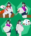  2018 belly bottomwear bovid breasts bulge canid canine caprine clothing death dickgirl dickgirl_pred digestion female_prey fox grey_hair hair hi_res hindpaw horn intersex jushy_(character) mammal navel_vore nude overweight overweight_dickgirl overweight_intersex pawpads paws pictographics red_hair sheep shirt shorts sitting smile sound_effects speech_bubble standing tai_(tairedfox) tairedfox teeth thought_bubble topwear torn_clothing vore 