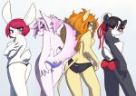  2019 anthro black_fur blue_eyes blush breasts brown_fur butt canid canine canis clothed clothing felid female fur giant_panda group hair lagomorph leporid lineup lingerie lion looking_at_viewer mammal orange_hair pantherine purple_eyes purple_fur purple_hair rabbit rear_view red_eyes red_hair standing take_your_pick topless unousaya ursid white_fur wolf 