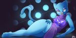  2019 2:1 anthro blue_fur bottomless cartoon_network clothed clothing cosplay digital_media_(artwork) domestic_cat felid feline felis female fur hi_res looking_at_viewer mammal mature_female nicole_watterson open_mouth pussy robe simple_background smile solo sruto the_amazing_world_of_gumball undertale video_games whiskers 