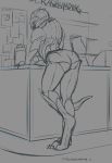  alien bottomwear cafe cafecrashlanding clothing female mass_effect monochrome shorts sketch solo turian video_games 