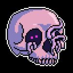  1:1 2019 aliasing bone glowing glowing_eyes icon low_res sephaloid simple_background skeleton skull tentacles 