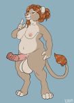  anthro balls barbed_penis big_balls breasts dbd dickgirl erection felid intersex lion looking_at_viewer mammal nipples nude pantherine penis slightly_chubby smile solo standing 
