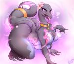  &lt;3 2019 anthro big_tail black_skin breasts butt cleavage clothed clothing eyelashes female flower leonkatlovre lizard looking_at_viewer nintendo pheromones plant pok&eacute;mon pok&eacute;mon_(species) reptile salazzle scalie seductive signature solo thick_thighs tongue tongue_out video_games wide_hips 
