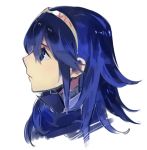  1girl aisutabetao blue_eyes blue_hair cape fire_emblem fire_emblem:_kakusei hair_between_eyes long_hair lucina simple_background solo tiara white_background 