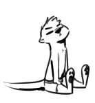  2019 ambiguous_gender anthro barefoot black_and_white clothed clothing eyes_closed fuel_(artist) head_tuft lutrine mammal monochrome mustelid oliver_(fuel) pawpads simple_background sitting solo topless white_background 