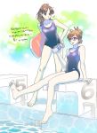  bacher black_hair breasts brown_hair closed_mouth commentary_request emma_emmerich feet glasses hair_bun hair_ornament hair_stick medium_hair mei_ling metal_gear_(series) metal_gear_solid metal_gear_solid_2 multiple_girls pool short_hair smile swimsuit water 