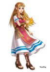  2019 blonde_hair blue_eyes bracelet clothed clothing female fire fireball hair hi_res humanoid hylian jewelry neonway nintendo not_furry princess_zelda solo the_legend_of_zelda video_games 